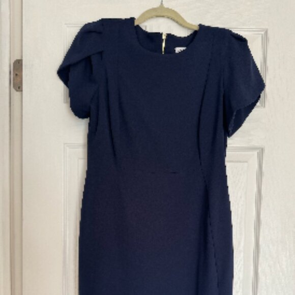 Calvin Klein - Crew Neck Short Tulip Sleeve Solid Sheath Stretch Dress NWOT - Picture 1 of 3